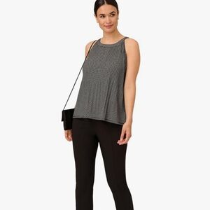 Adrianna Papell Sleeveless Blouse Flowy Career Business Casual Micro Polka Dot